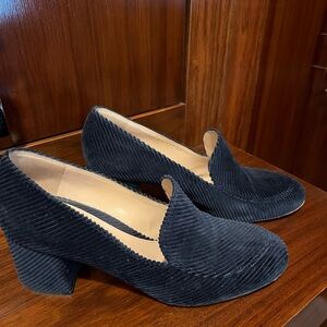 Gianvito Rossi Navy Corduroy Loafers. Barely worn.